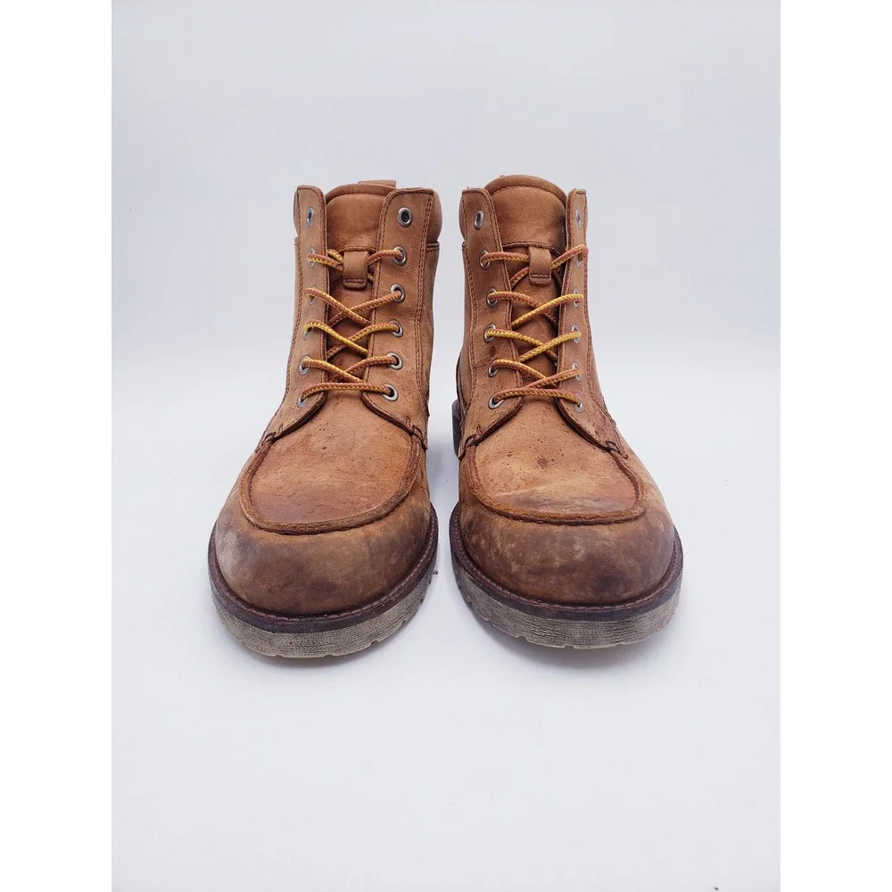 Ecco Men's Holbrok 532234 Mid Cut Lace Boot Slip Resist Moc Toe Tan Mens Size 47